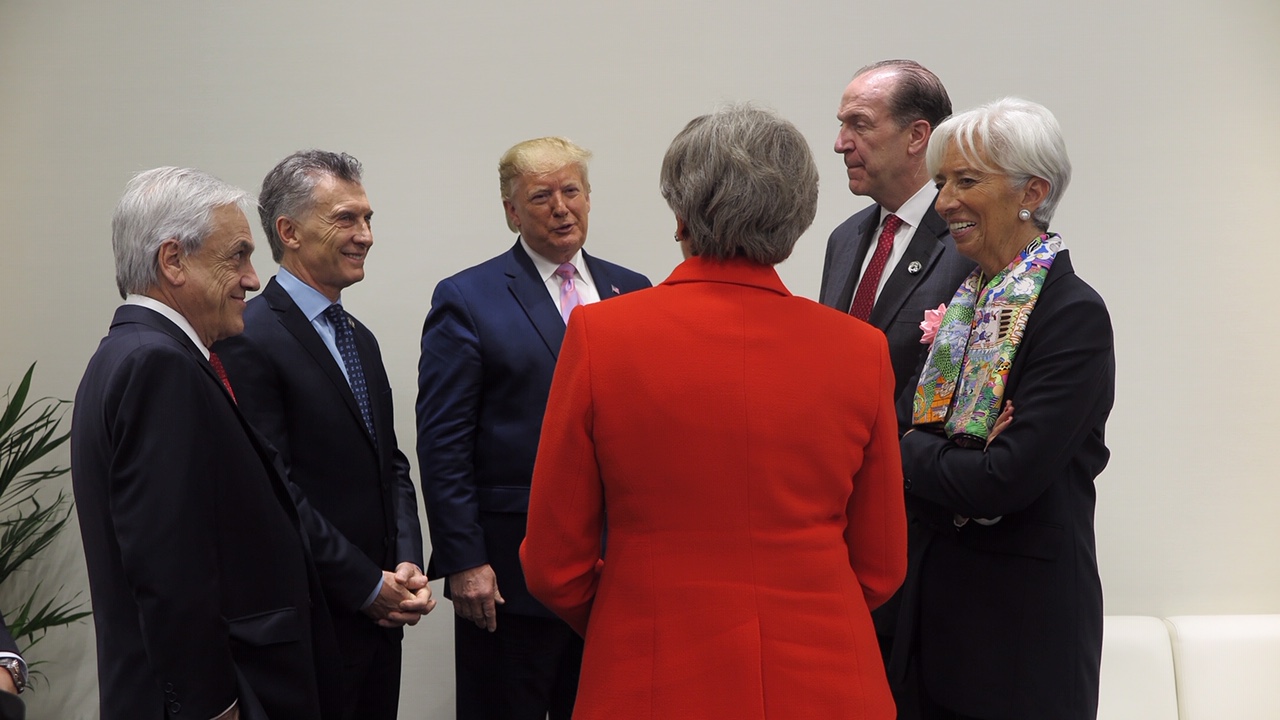 Macri con Piñera, Trump, May, Malpass y Lagarde