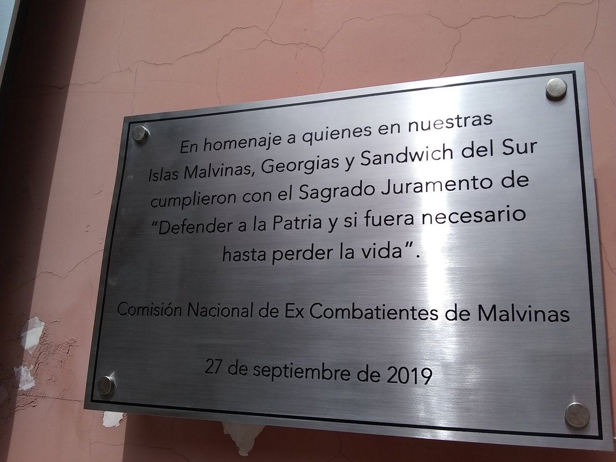 Placa en Casa Rosada en Homenaje a los Ex Combatientes de Malvinas. 