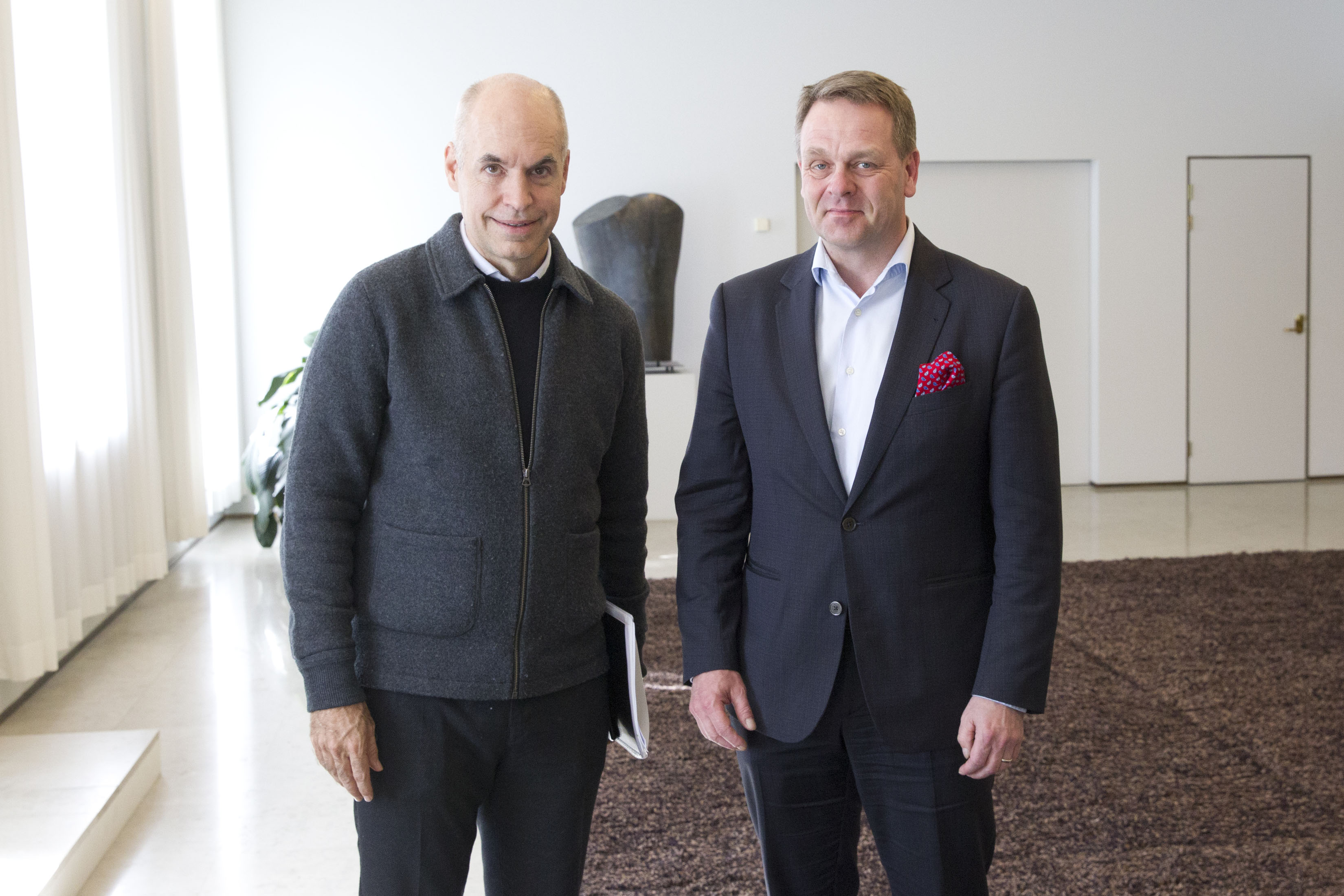 Rodríguez Larreta y el alcalde de Helsinki, Jan Vapaavuori
