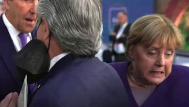 Angela Merkel evita saludar a Alberto Fernández.