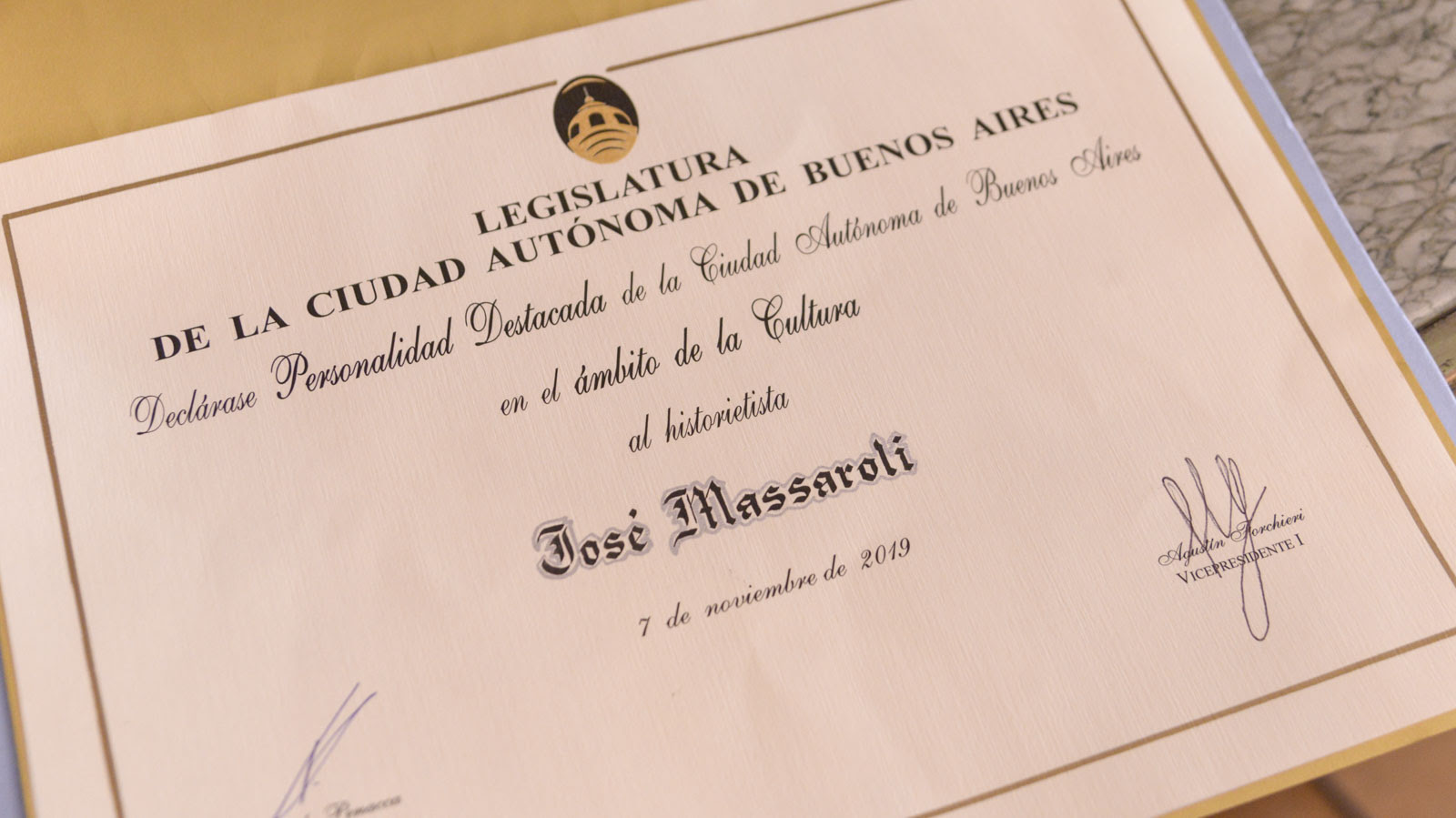 La Legislatura de la Ciudad de Buenos Aires destacó como Personalidad Destacada en el ámbito de la Cultura al historietista José Massaroli.