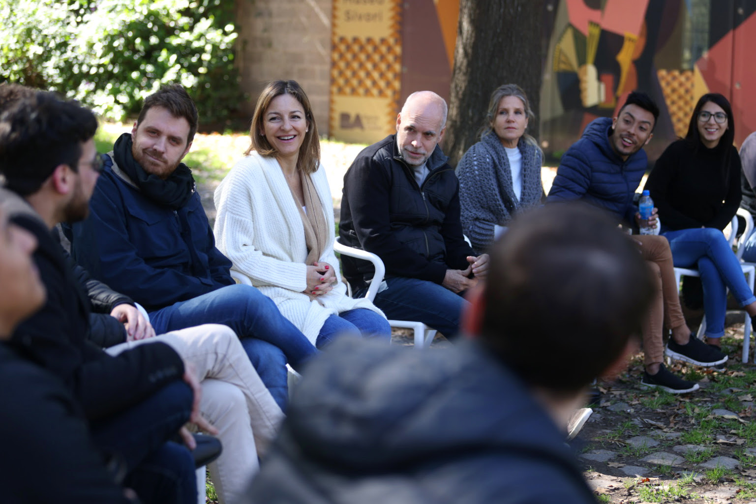 Horacio Rodríguez Larreta, Cynthia Hotton, Soledad Acuña y Emmanuel Ferrario mantuvieron una reunión en el Museo Sívori con jóvenes.